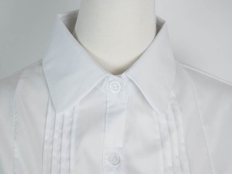 圓領短袖OL白襯衫胸口摺紋wcps33