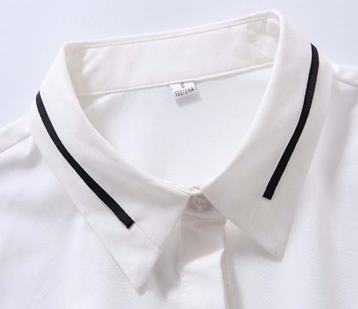 韓版OL拼接白襯衫（白衣黑紋) wcps34