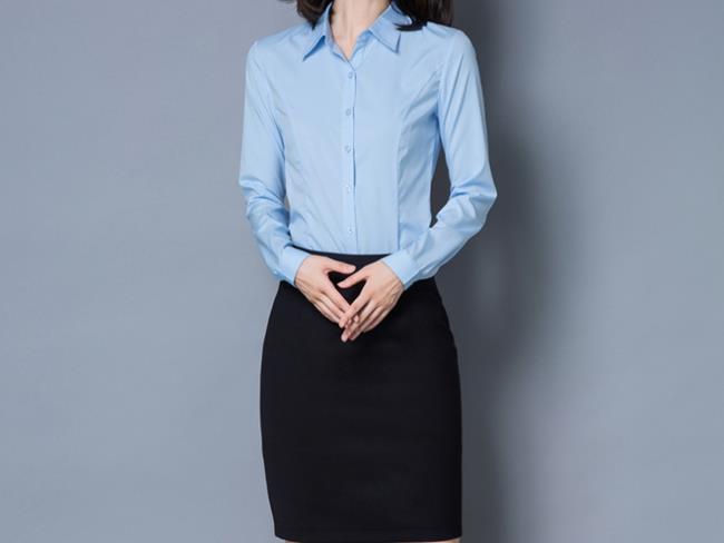 女裝藍襯衫平價長袖S~7XL大尺碼 wcps129