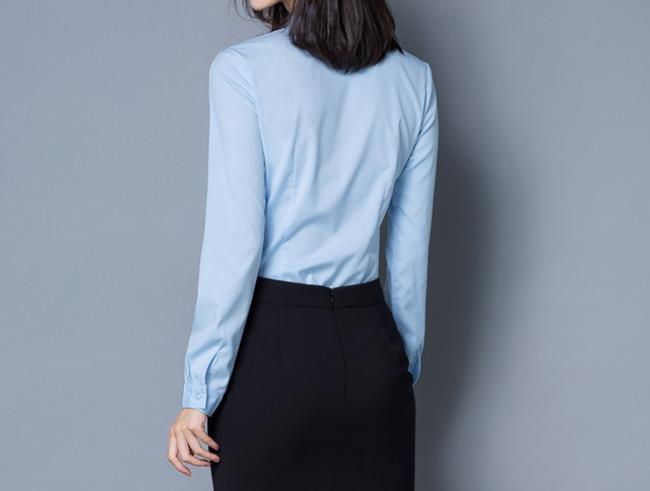 女裝藍襯衫平價長袖S~7XL大尺碼 wcps129