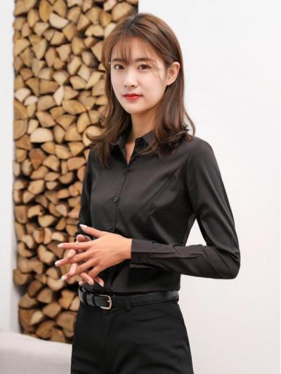 女裝黑襯衫平價長袖S~7XL大尺碼 wcps130