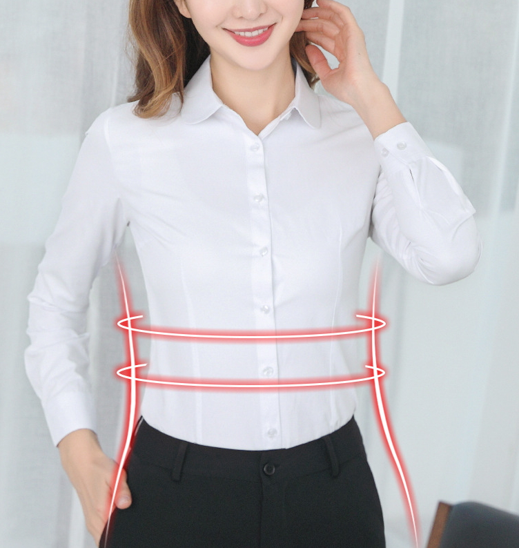 白襯衫女 (圓領加挺版 長袖)OL套大尺碼(多種尺寸S~5XL)